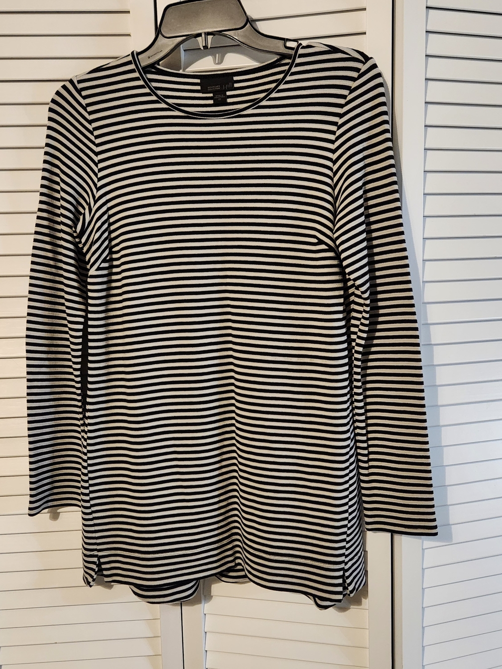 J. Jill Black and White Striped Long Sleeve Tee